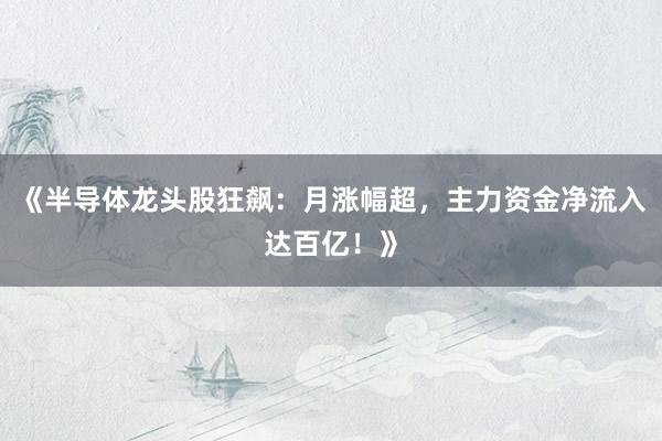 《半导体龙头股狂飙：月涨幅超，主力资金净流入达百亿！》