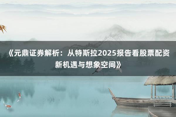 《元鼎证券解析：从特斯拉2025报告看股票配资新机遇与想象空间》